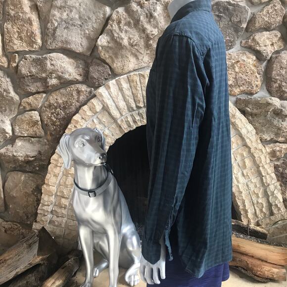 Duluth Trading Co Plaid Cotton Wool Button Down Green Shirt Men's Size L Tall - Picture 2 of 6